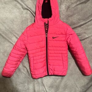 Nike Kids Bright Pink Hooded Puffer Jacket